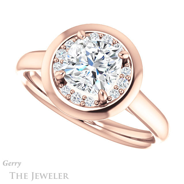 Cushion Cut Forever One Moissanite Engagement Ring #GTJ1276-cushion-fo-r | Gerry The Jeweler Cushion Cut Forever One Moissanite Engagement Ring #GTJ1276-cushion-fo-r