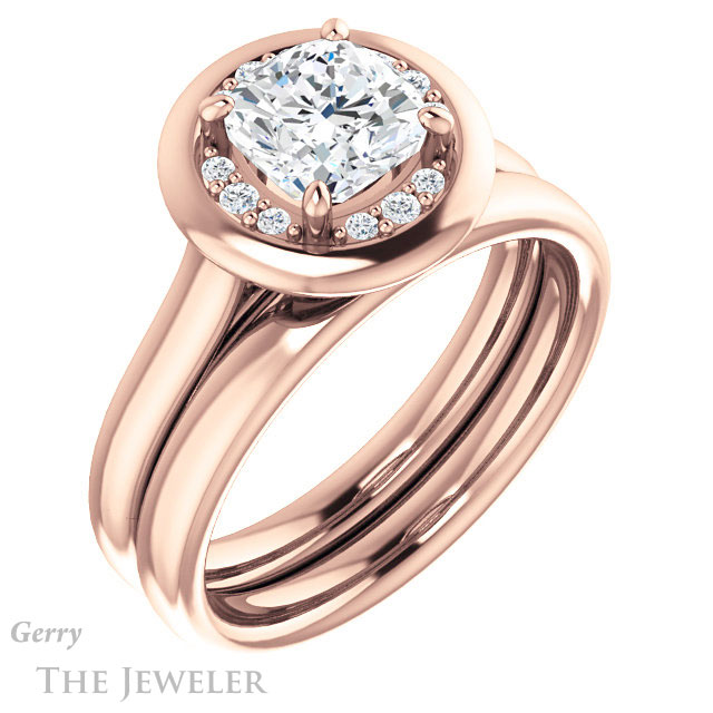 Cushion Cut Forever One Moissanite Engagement Ring #GTJ1276-cushion-fo-r | Gerry The Jeweler Cushion Cut Forever One Moissanite Engagement Ring #GTJ1276-cushion-fo-r