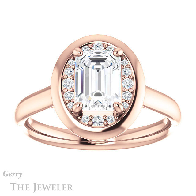 Emerald Cut Forever One Moissanite Engagement Ring #GTJ1276-emerald-fb-r | Gerry The Jeweler Emerald Cut Forever Brilliant Moissanite Engagement Ring #GTJ1276-emerald-fb-r