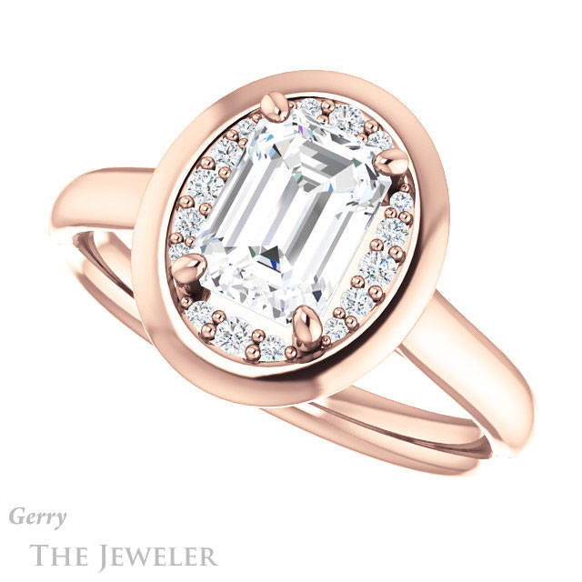 Emerald Cut Forever One Moissanite Engagement Ring #GTJ1276-emerald-fb-r | Gerry The Jeweler Emerald Cut Forever Brilliant Moissanite Engagement Ring #GTJ1276-emerald-fb-r