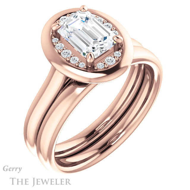 Emerald Cut Forever One Moissanite Engagement Ring #GTJ1276-emerald-fb-r | Gerry The Jeweler Emerald Cut Forever Brilliant Moissanite Engagement Ring #GTJ1276-emerald-fb-r