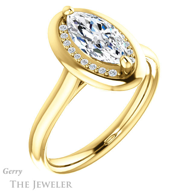 Marquise Cut Forever One Moissanite Engagement Ring #GTJ1276-marquise-fb-y | Gerry The Jeweler Marquise Cut Forever Brilliant Moissanite Engagement Ring #GTJ1276-marquise-fb-y