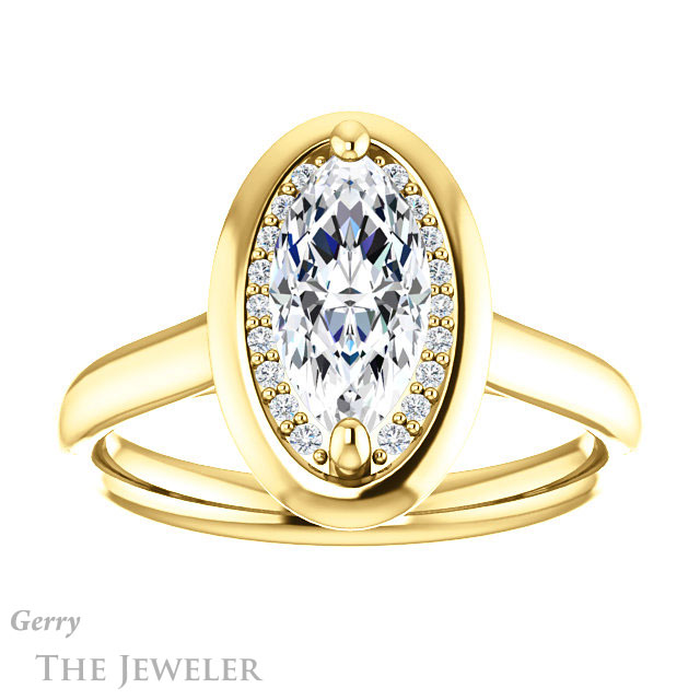 Marquise Cut Forever One Moissanite Engagement Ring #GTJ1276-marquise-fb-y | Gerry The Jeweler Marquise Cut Forever Brilliant Moissanite Engagement Ring #GTJ1276-marquise-fb-y