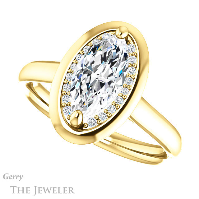 Marquise Cut Forever One Moissanite Engagement Ring #GTJ1276-marquise-fb-y | Gerry The Jeweler Marquise Cut Forever Brilliant Moissanite Engagement Ring #GTJ1276-marquise-fb-y