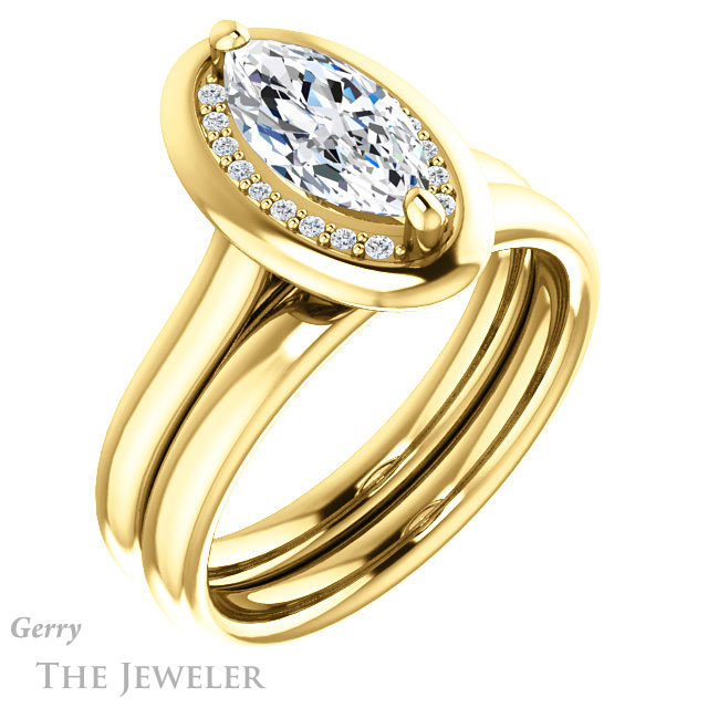 Marquise Cut Forever One Moissanite Engagement Ring #GTJ1276-marquise-fb-y | Gerry The Jeweler Marquise Cut Forever Brilliant Moissanite Engagement Ring #GTJ1276-marquise-fb-y