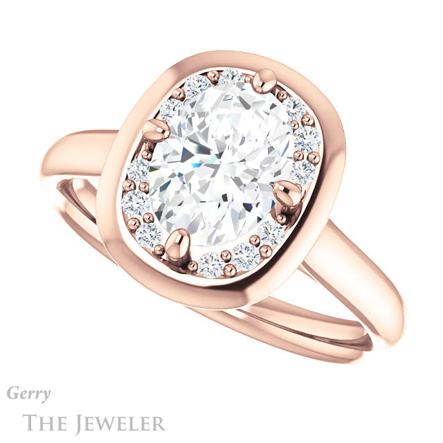 Oval Shaped Forever One Moissanite Engagement Ring #GTJ1276-oval-fo-r | Gerry The Jeweler Oval Shaped Forever One Moissanite Engagement Ring #GTJ1276-oval-fo-r