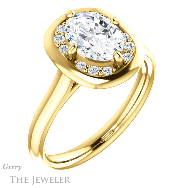 Oval Shaped Forever One Moissanite Engagement Ring #GTJ1276-oval-fo-y | Gerry The Jeweler Oval Shaped Forever One Moissanite Engagement Ring #GTJ1276-oval-fo-y