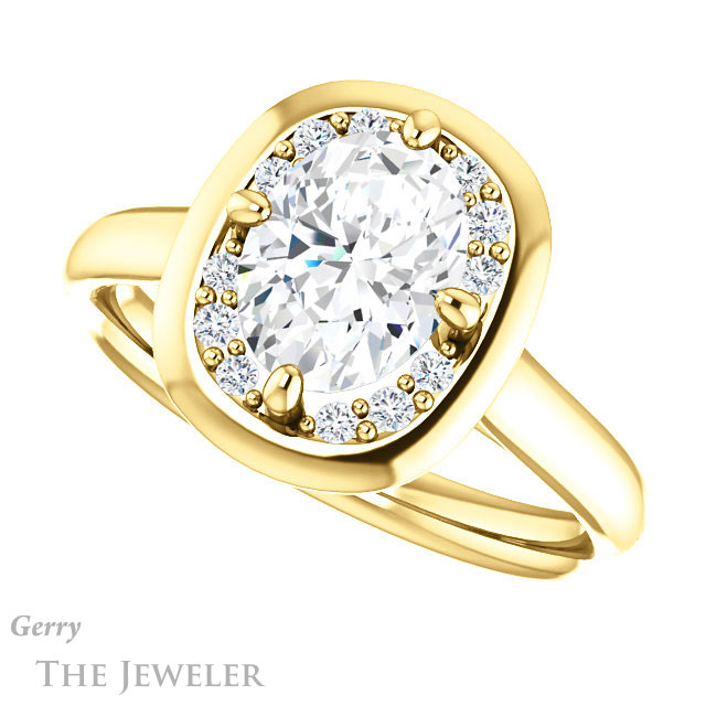 Oval Shaped Forever One Moissanite Engagement Ring #GTJ1276-oval-fo-y | Gerry The Jeweler Oval Shaped Forever One Moissanite Engagement Ring #GTJ1276-oval-fo-y
