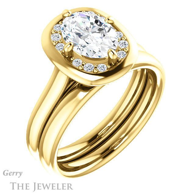 Oval Shaped Forever One Moissanite Engagement Ring #GTJ1276-oval-fo-y | Gerry The Jeweler Oval Shaped Forever One Moissanite Engagement Ring #GTJ1276-oval-fo-y