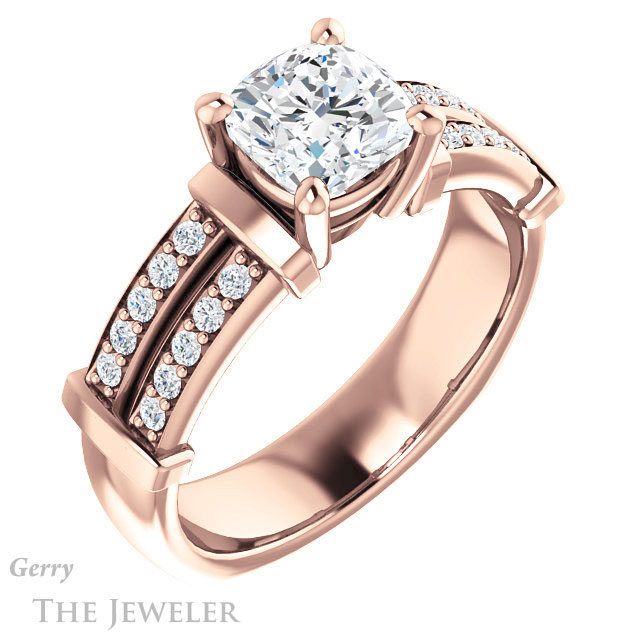 Cushion Cut Forever One Moissanite Engagement Ring #GTJ1279-cushion-fo-r 4 Cushion Cut Forever One Moissanite Engagement Ring #GTJ1279-cushion-fo-r
