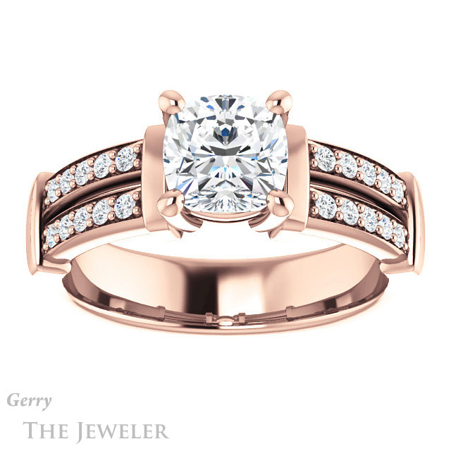 Cushion Cut Forever One Moissanite Engagement Ring #GTJ1279-cushion-fo-r