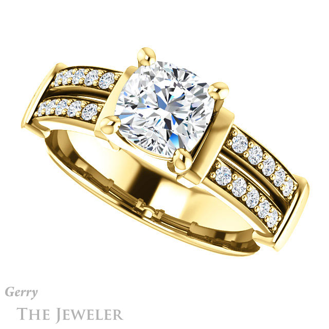 Cushion Cut Forever One Moissanite Engagement Ring #GTJ1279-cushion-fo-y 5 Cushion Cut Forever One Moissanite Engagement Ring #GTJ1279-cushion-fo-y