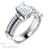 Emerald Cut Forever Brilliant Moissanite Engagement Ring #GTJ1279-emerald-fb-w