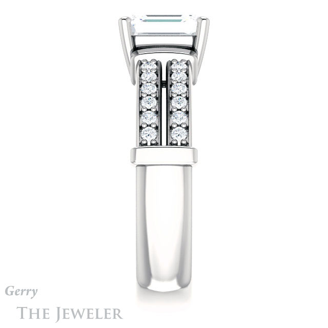 Emerald Cut Forever Brilliant Moissanite Engagement Ring #GTJ1279-emerald-fb-w