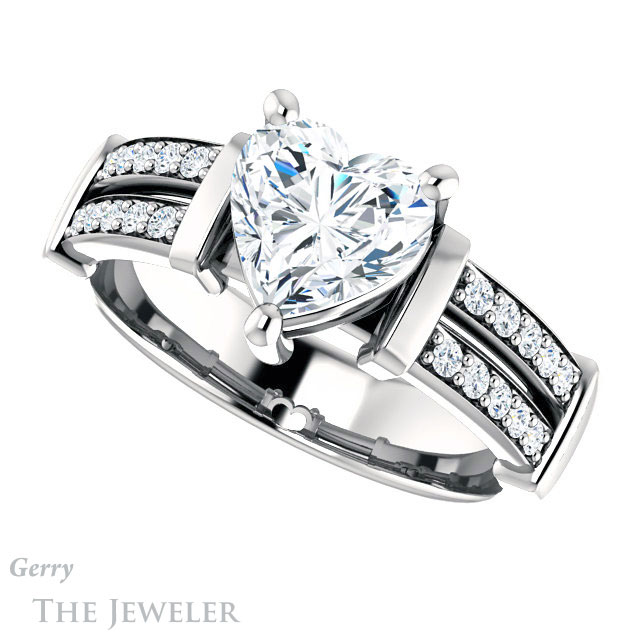 Heart Shaped Forever Brilliant Moissanite Engagement Ring #GTJ1279-heart-fb-w