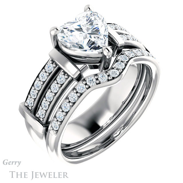Heart Shaped Forever Brilliant Moissanite Engagement Ring #GTJ1279-heart-fb-w