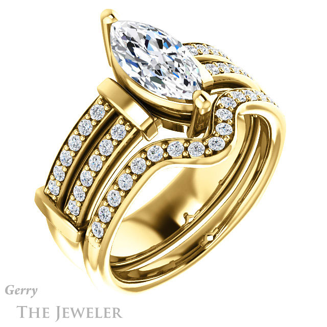 Marquise Cut Forever Brilliant Moissanite Engagement Ring #GTJ1279-marquise-fb-y