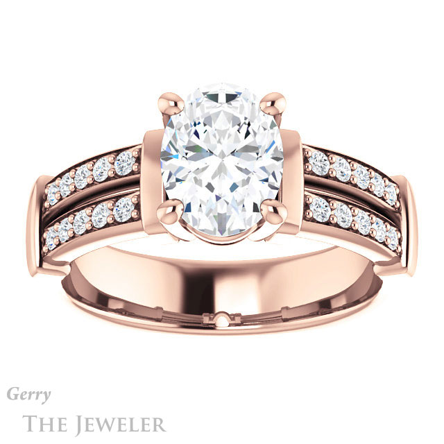 Oval Shaped Forever One Moissanite Engagement Ring #GTJ1279-oval-fo-r
