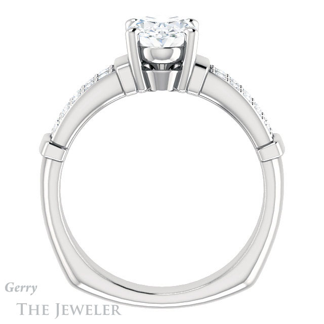 Oval Shaped Forever One Moissanite Engagement Ring #GTJ1279-oval-fo-w 2 Oval Shaped Forever One Moissanite Engagement Ring #GTJ1279-oval-fo-w