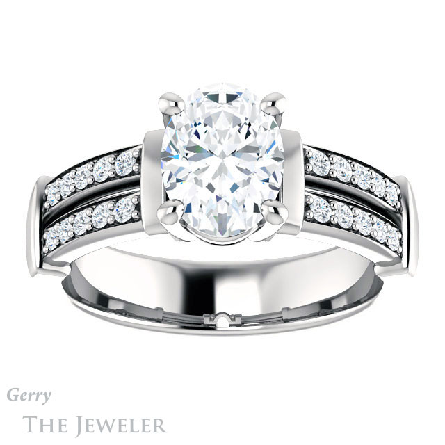 Oval Shaped Forever One Moissanite Engagement Ring #GTJ1279-oval-fo-w 1 Oval Shaped Forever One Moissanite Engagement Ring #GTJ1279-oval-fo-w
