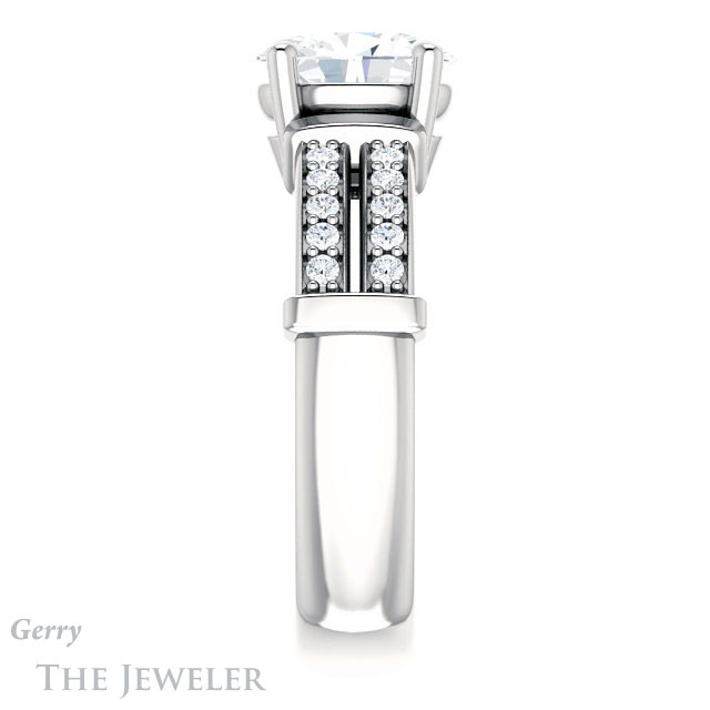 Oval Shaped Forever One Moissanite Engagement Ring #GTJ1279-oval-fo-w 3 Oval Shaped Forever One Moissanite Engagement Ring #GTJ1279-oval-fo-w