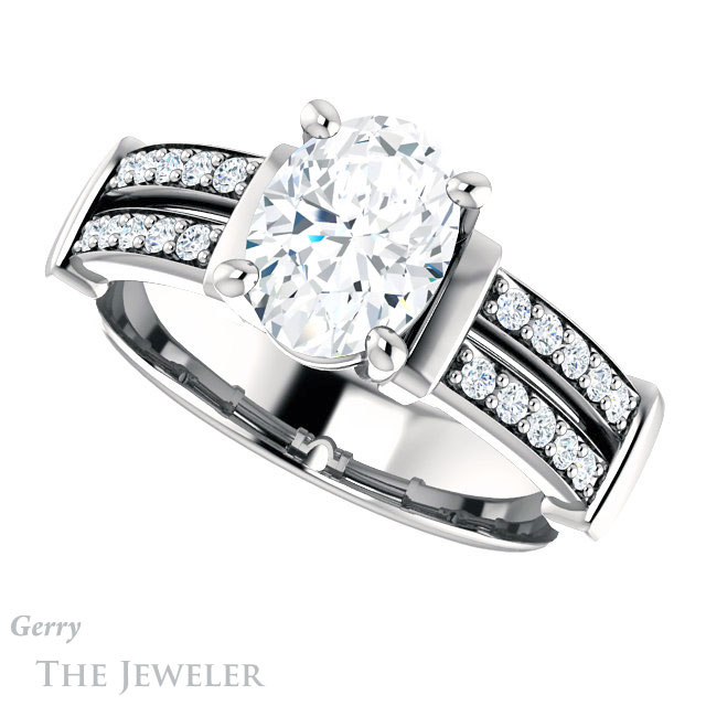 Oval Shaped Forever One Moissanite Engagement Ring #GTJ1279-oval-fo-w 5 Oval Shaped Forever One Moissanite Engagement Ring #GTJ1279-oval-fo-w