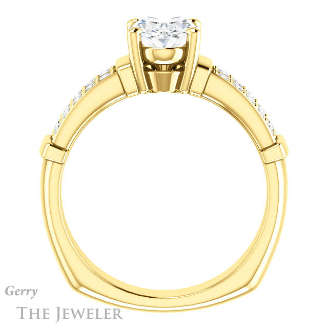 Oval Shaped Forever One Moissanite Engagement Ring #GTJ1279-oval-fo-y