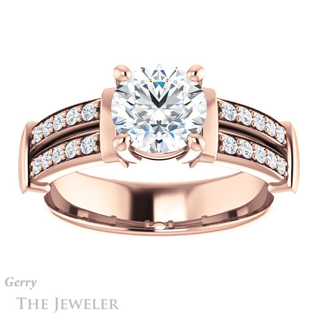 Round Cut Forever One Moissanite Engagement Ring #GTJ1279-round-fo-r