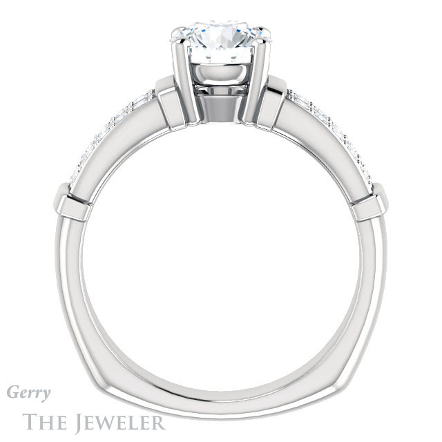 Round Cut Forever One Moissanite Engagement Ring #GTJ1279-round-fo-w