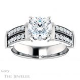 Round Cut Forever One Moissanite Engagement Ring #GTJ1279-round-fo-w