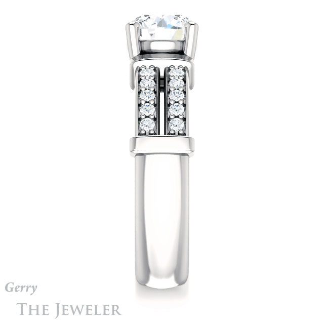 Round Cut Forever One Moissanite Engagement Ring #GTJ1279-round-fo-w