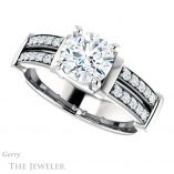 Round Cut Forever One Moissanite Engagement Ring #GTJ1279-round-fo-w