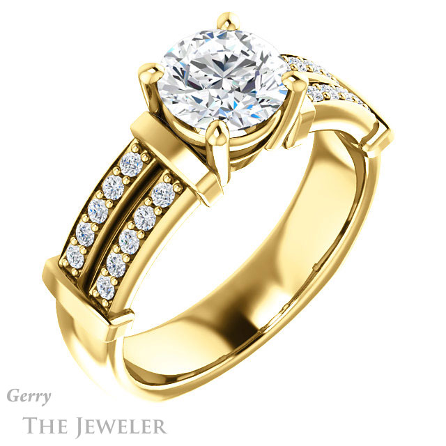 Round Cut Forever One Moissanite Engagement Ring #GTJ1279-round-fo-y 4 Round Cut Forever One Moissanite Engagement Ring #GTJ1279-round-fo-y
