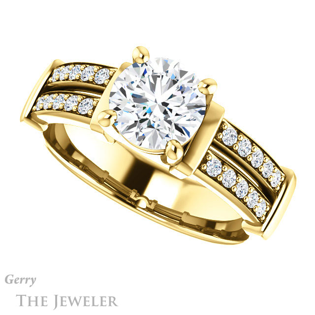 Round Cut Forever One Moissanite Engagement Ring #GTJ1279-round-fo-y 5 Round Cut Forever One Moissanite Engagement Ring #GTJ1279-round-fo-y