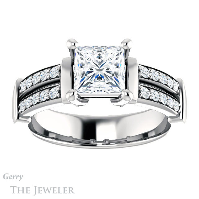 Princess Cut Forever One Moissanite Engagement Ring #GTJ1279-square-fo-w