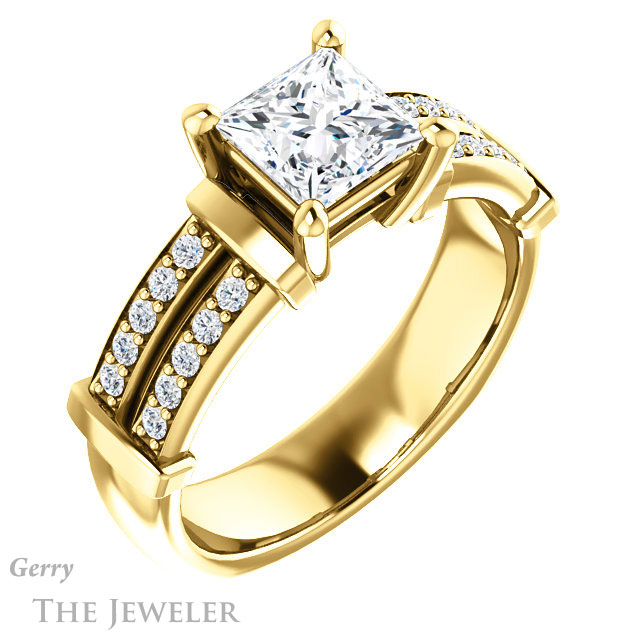 Princess Cut Forever One Moissanite Engagement Ring #GTJ1279-square-fo-y 4 Princess Cut Forever One Moissanite Engagement Ring #GTJ1279-square-fo-y