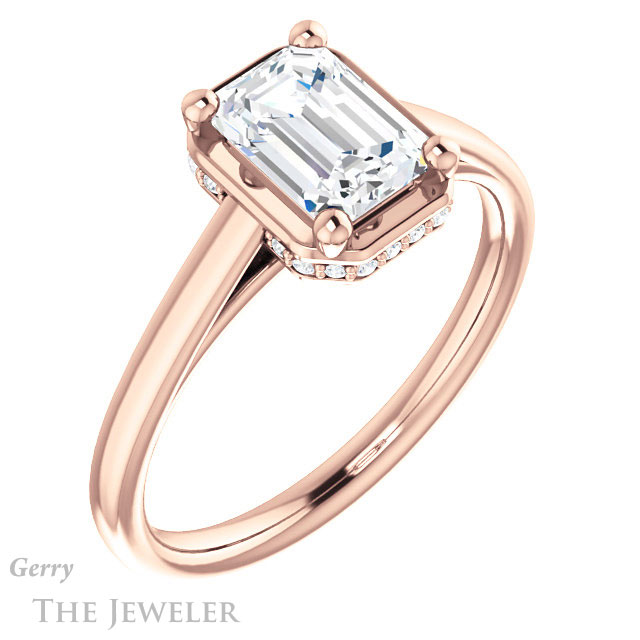 Emerald Cut Forever One Moissanite Engagement Ring #GTJ1283-emerald-fb-r | Gerry The Jeweler Emerald Cut Forever Brilliant Moissanite Engagement Ring #GTJ1283-emerald-fb-r