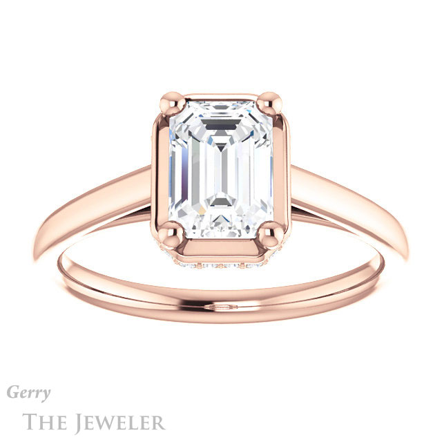 Emerald Cut Forever One Moissanite Engagement Ring #GTJ1283-emerald-fb-r | Gerry The Jeweler Emerald Cut Forever Brilliant Moissanite Engagement Ring #GTJ1283-emerald-fb-r