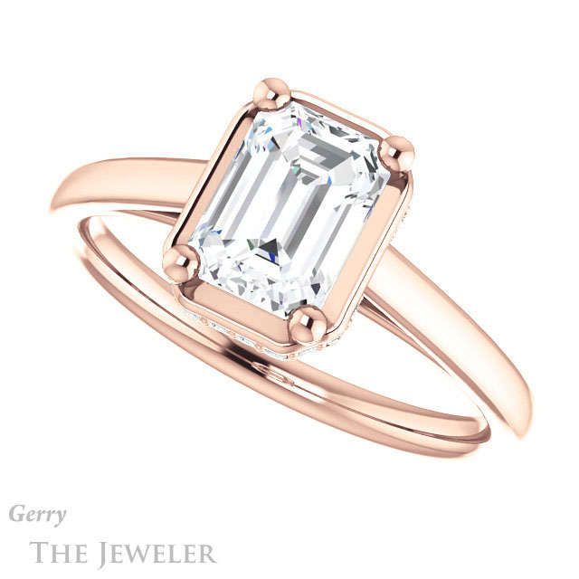 Emerald Cut Forever One Moissanite Engagement Ring #GTJ1283-emerald-fb-r | Gerry The Jeweler Emerald Cut Forever Brilliant Moissanite Engagement Ring #GTJ1283-emerald-fb-r