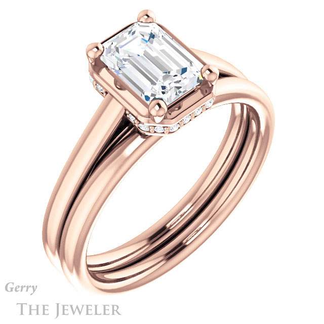 Emerald Cut Forever One Moissanite Engagement Ring #GTJ1283-emerald-fb-r | Gerry The Jeweler Emerald Cut Forever Brilliant Moissanite Engagement Ring #GTJ1283-emerald-fb-r