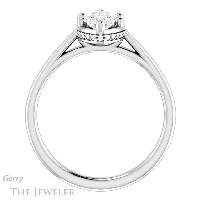 Marquise Cut Forever One Moissanite Engagement Ring #GTJ1283-marquise-fb-w | Gerry The Jeweler Marquise Cut Forever Brilliant Moissanite Engagement Ring #GTJ1283-marquise-fb-w