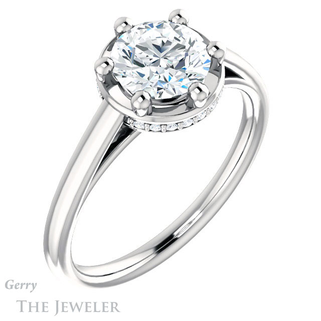 Round Cut Forever One Moissanite Engagement Ring #GTJ1283-round-fo-w | Gerry The Jeweler Round Cut Forever One Moissanite Engagement Ring #GTJ1283-round-fo-w