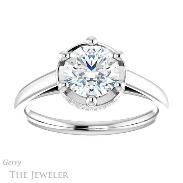 Round Cut Forever One Moissanite Engagement Ring #GTJ1283-round-fo-w | Gerry The Jeweler Round Cut Forever One Moissanite Engagement Ring #GTJ1283-round-fo-w