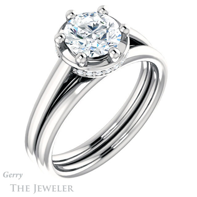 Round Cut Forever One Moissanite Engagement Ring #GTJ1283-round-fo-w | Gerry The Jeweler Round Cut Forever One Moissanite Engagement Ring #GTJ1283-round-fo-w