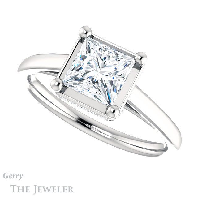 Princess Cut Forever One Moissanite Engagement Ring #GTJ1283-square-fo-w | Gerry The Jeweler Princess Cut Forever One Moissanite Engagement Ring #GTJ1283-square-fo-w