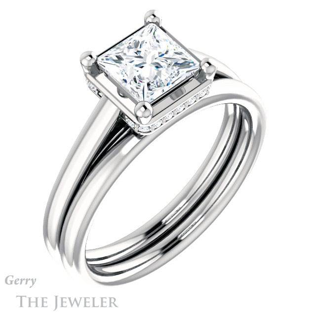 Princess Cut Forever One Moissanite Engagement Ring #GTJ1283-square-fo-w | Gerry The Jeweler Princess Cut Forever One Moissanite Engagement Ring #GTJ1283-square-fo-w