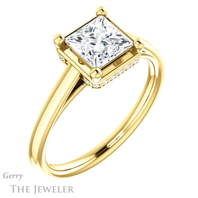 Princess Cut Forever One Moissanite Engagement Ring #GTJ1283-square-fo-y | Gerry The Jeweler Princess Cut Forever One Moissanite Engagement Ring #GTJ1283-square-fo-y