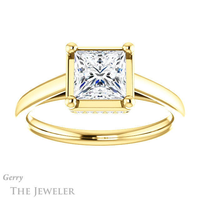 Princess Cut Forever One Moissanite Engagement Ring #GTJ1283-square-fo-y | Gerry The Jeweler Princess Cut Forever One Moissanite Engagement Ring #GTJ1283-square-fo-y