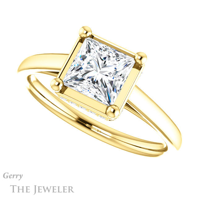 Princess Cut Forever One Moissanite Engagement Ring #GTJ1283-square-fo-y | Gerry The Jeweler Princess Cut Forever One Moissanite Engagement Ring #GTJ1283-square-fo-y