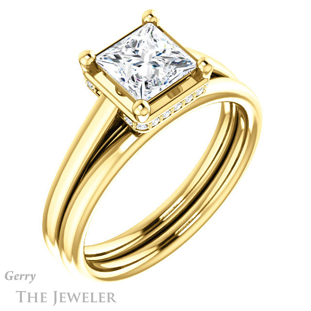 Princess Cut Forever One Moissanite Engagement Ring #GTJ1283-square-fo-y | Gerry The Jeweler Princess Cut Forever One Moissanite Engagement Ring #GTJ1283-square-fo-y